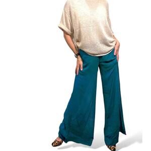 Uniq Sheer Wide Leg Dress Pants Built In Shorts Size M